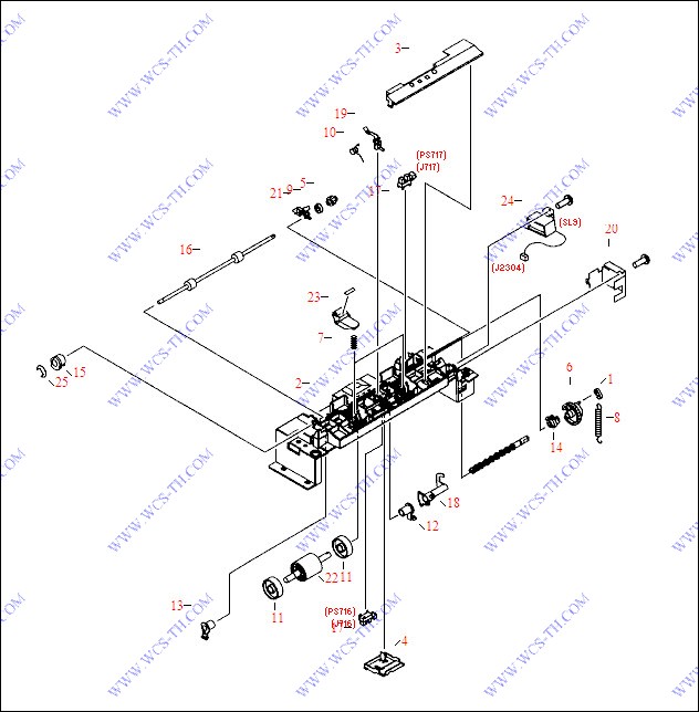 HP Color LaserJet 2500 250 Sheet Tray - Center Frame Assembly