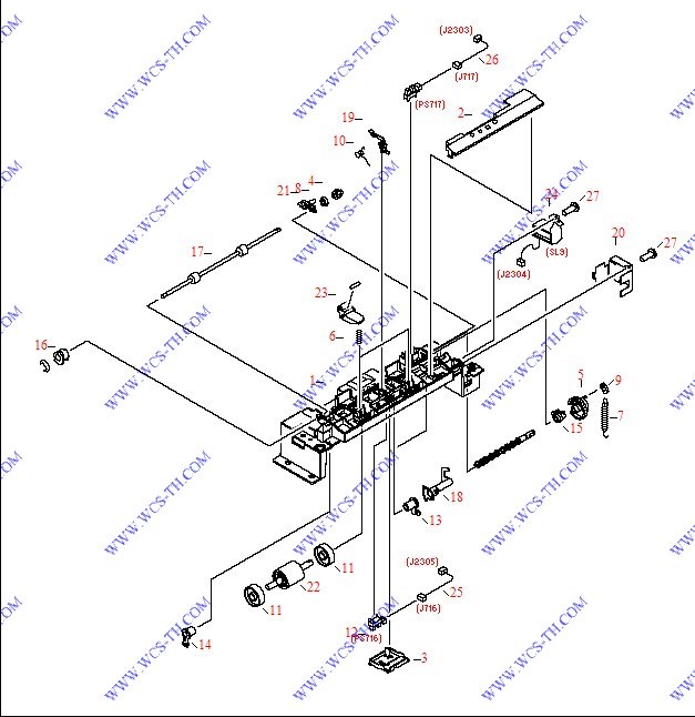 HP Color LaserJet 2820 250 Sheet Tray - Center Frame Assembly
