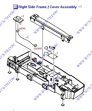 HP Color LaserJet 2820 250 Sheet Tray - Right Side Frame / Cover Assembly