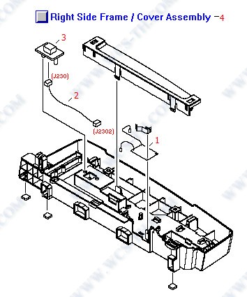 HP Color LaserJet 2840 250 Sheet Tray - Right Side Frame / Cover Assembly