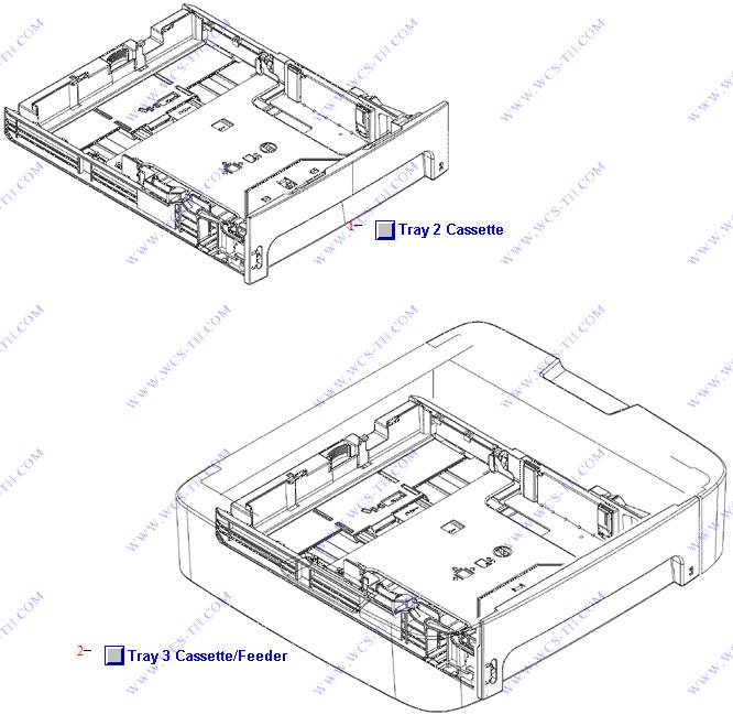 HP LaserJet 3390 Tray 2 cassette and tray 3 cassette/feeder