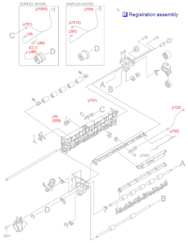 HP Color LaserJet CP3525 Registration assembly