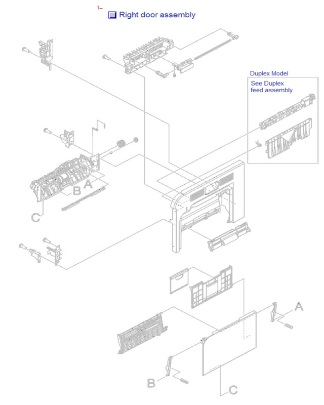 HP Color LaserJet CP3525 Right door assembly