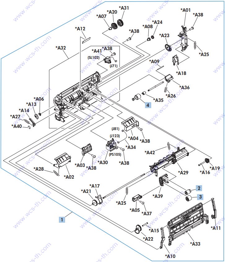 HP LaserJet Enterprise 600 M601 Tray 1 (MP) pickup assembly