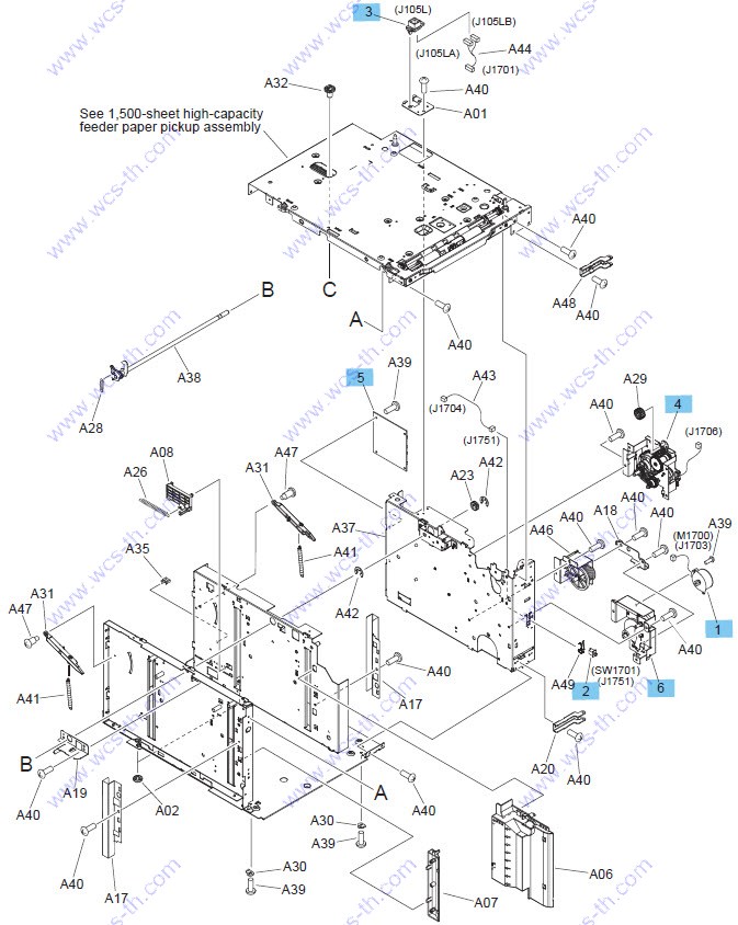 HP LaserJet Enterprise 600 M604 1,500-sheet feeder main body (1 of 2)