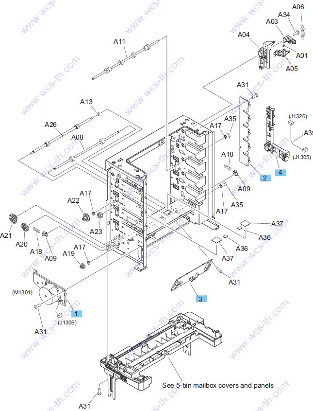 HP LaserJet Enterprise 600 M604 5-bin mailbox main body (2 of 2)