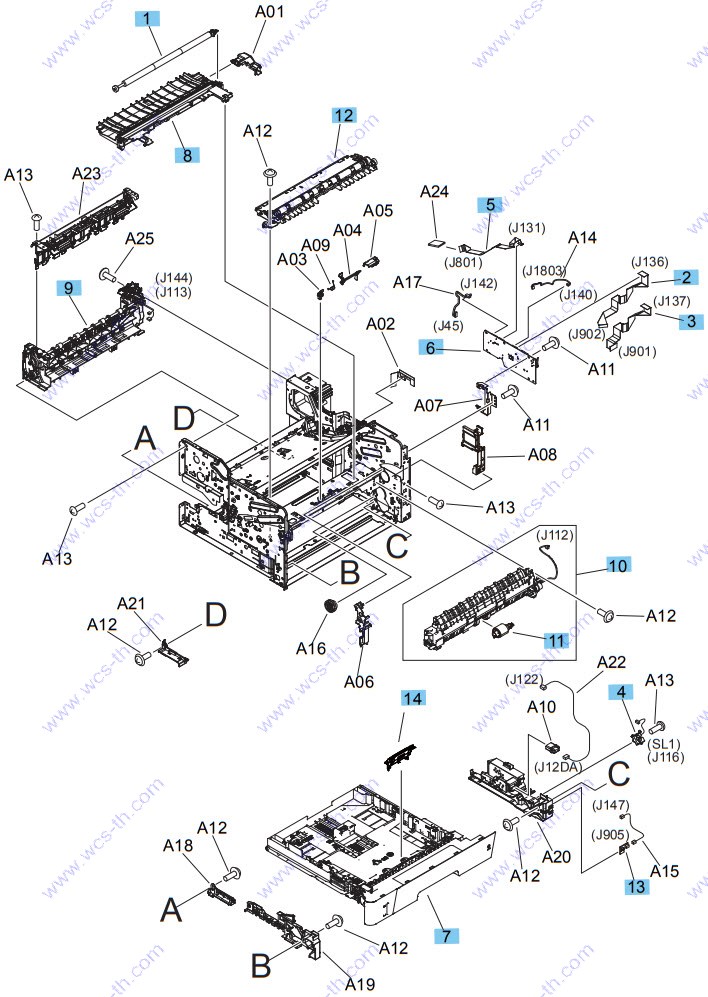 HP LaserJet Pro M706 02. Internal components (1 of 3)